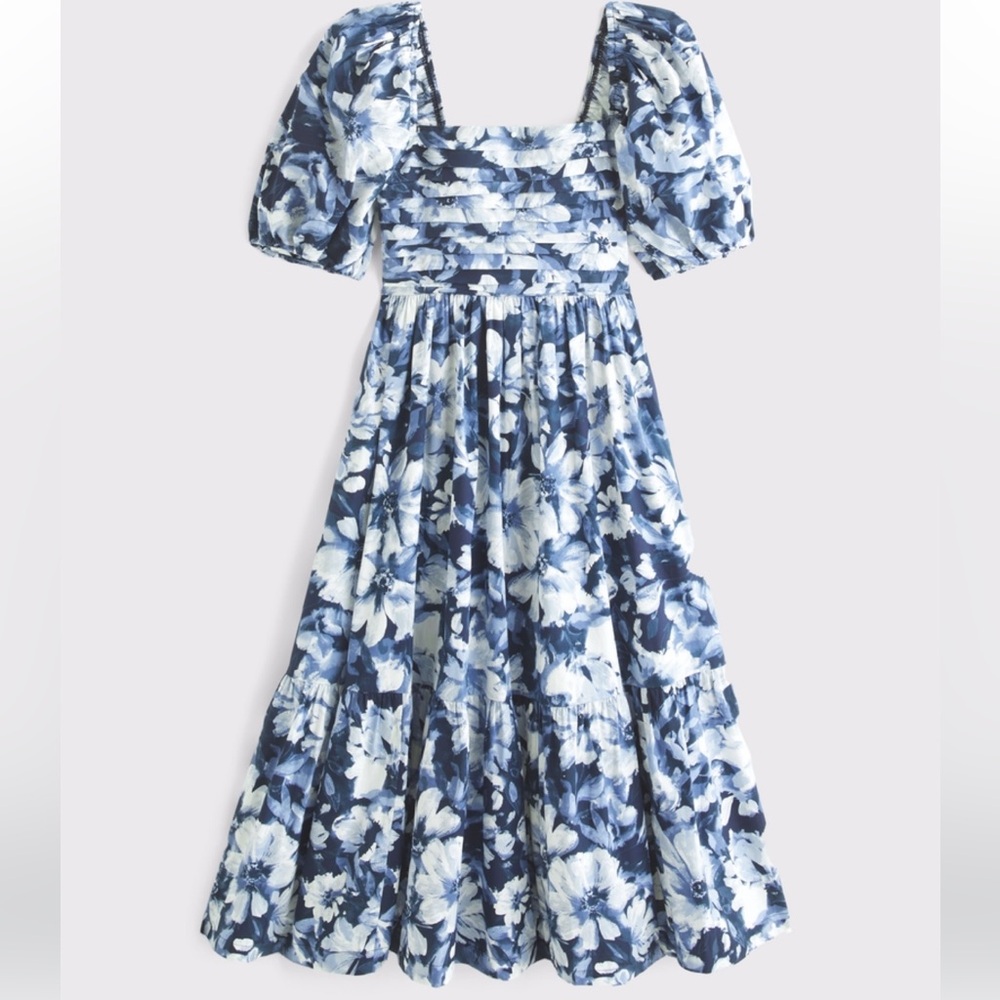 The A&F Emerson Poplin Puff Sleeve Midi Dress - worn once. Great condition!